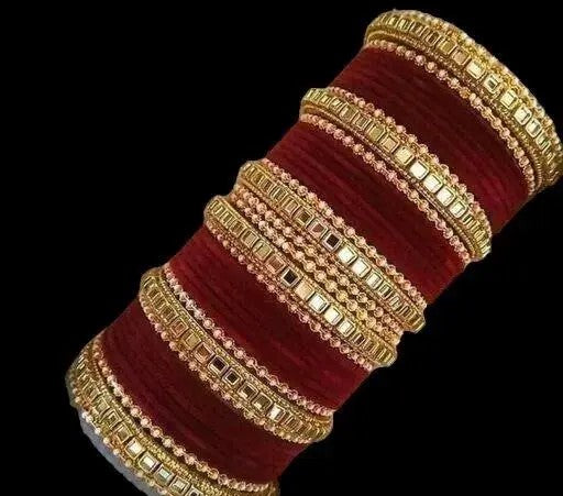 Beautiful Maroon Colour Metal Bangle wedding chooda set for Women & Girls