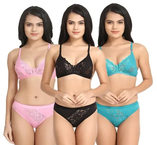 Women's Lace Lingerie Sets Pack of 3