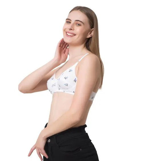 Non Padded 100% Cotton, Conical Cup, Back Closure, Bra.Multi colour