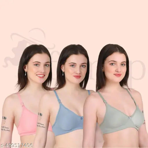 Women Non-Padded Bra for Women & Girls (Pack of 3)