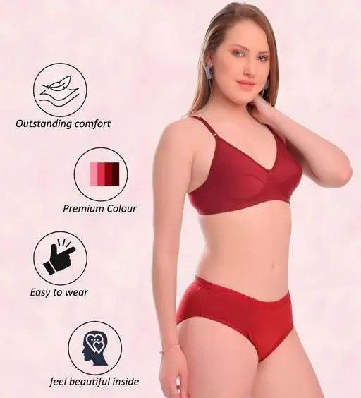 Best Solid Women BRA Panty Sets Pack of 4
