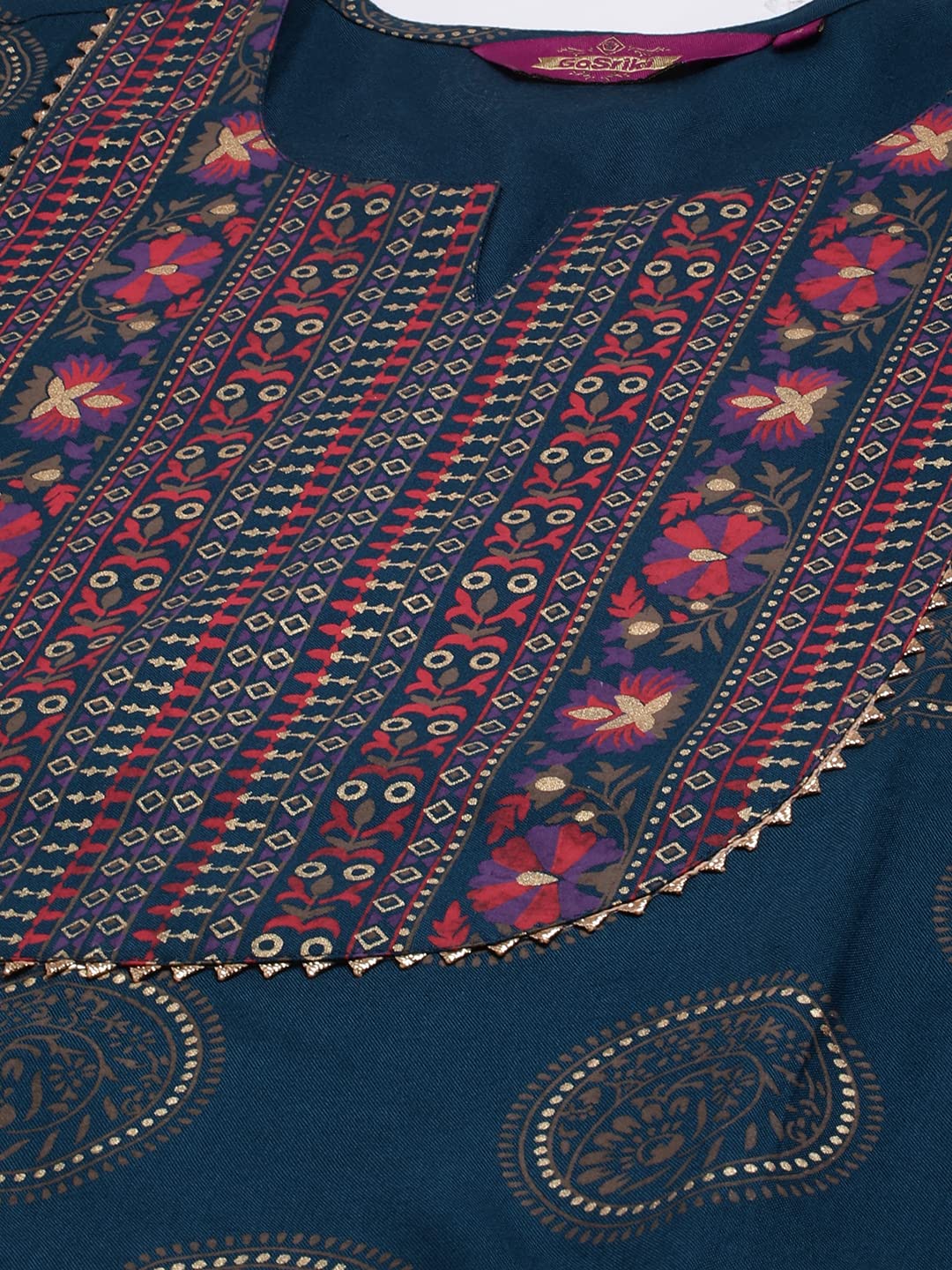Women's Cotton Blend Printed Straight Kurta with Pant & Dupatta (NOV-Pink-GS_M_Pink_Medium)