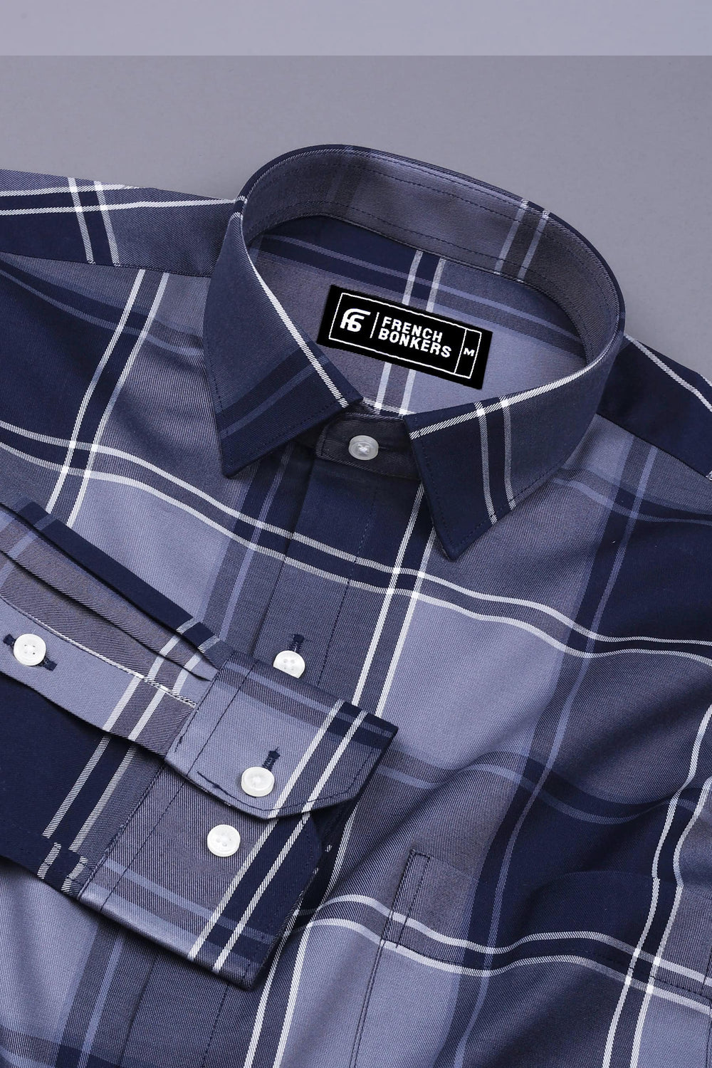 Galaxy Blue with Grey Twill Check Shirt