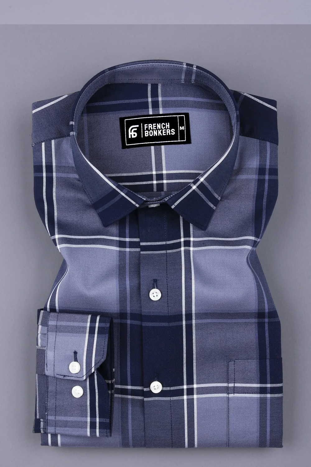 Galaxy Blue with Grey Twill Check Shirt