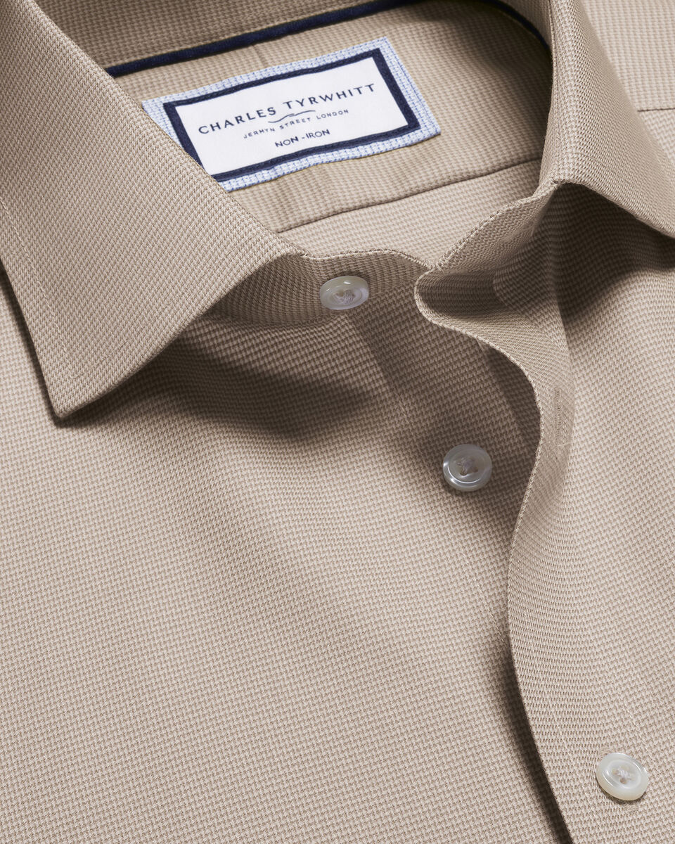 Non-Iron Mocha Brown Westminster Weave Shirt