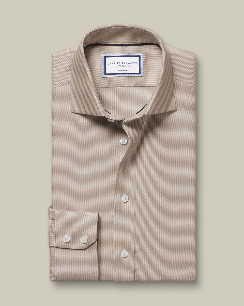 Non-Iron Mocha Brown Westminster Weave Shirt