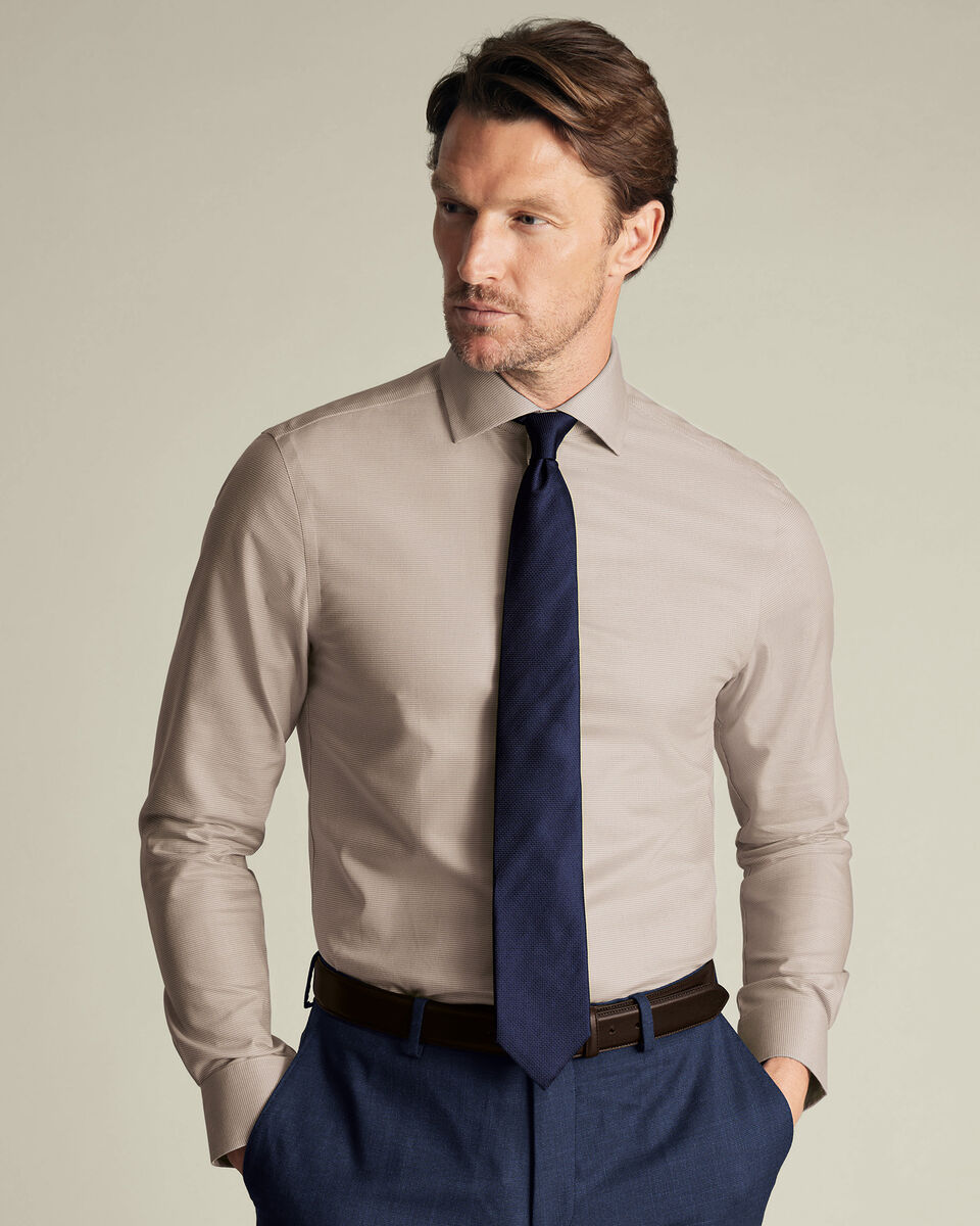 Non-Iron Mocha Brown Westminster Weave Shirt