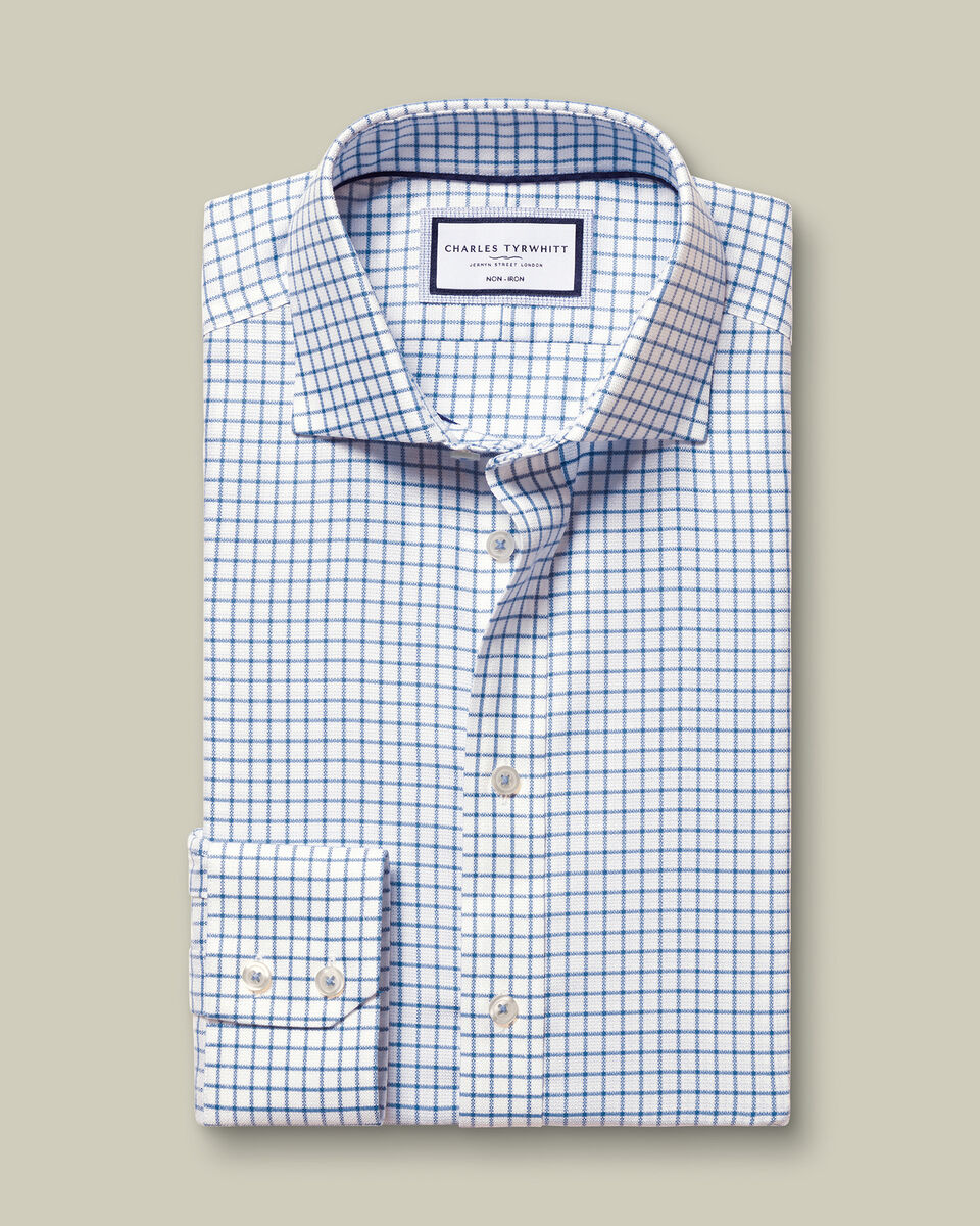 Non-Iron Ocean Blue Check Shirt