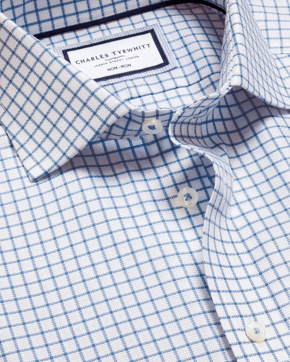 Non-Iron Ocean Blue Check Shirt