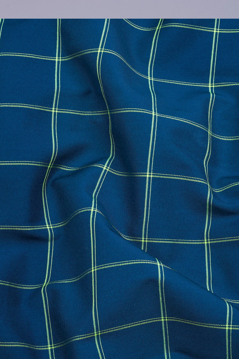 Peacock Blue Yellow Windowpane Check Shirt
