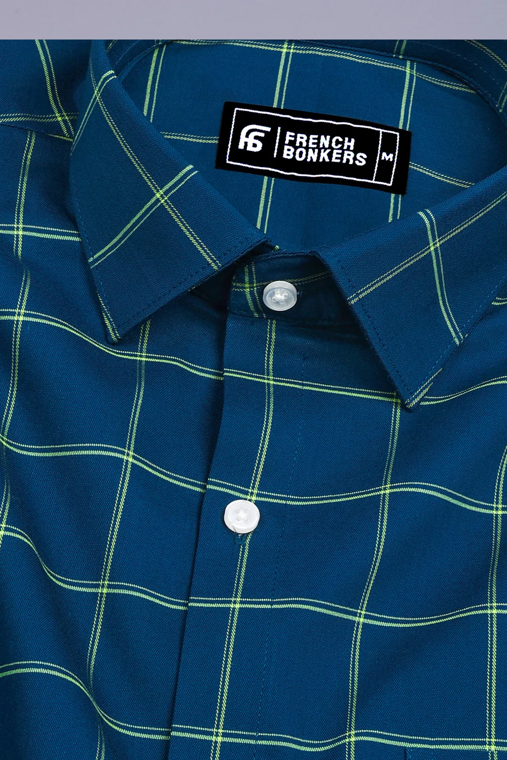 Peacock Blue Yellow Windowpane Check Shirt