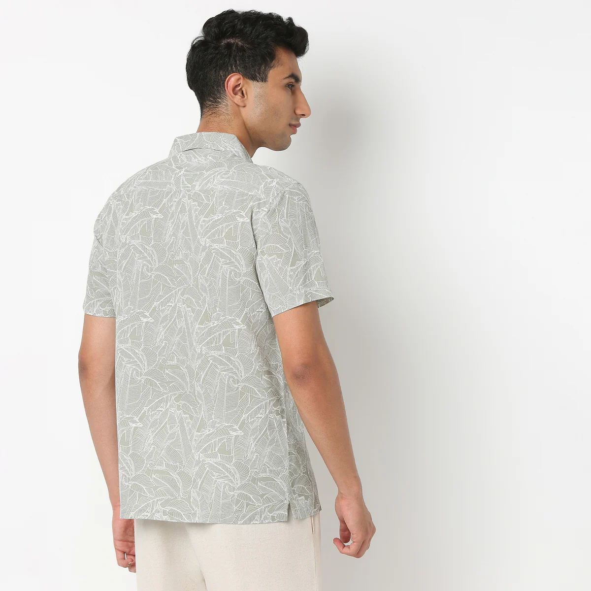 Printed Half Sleeve Casual Linen Shirt