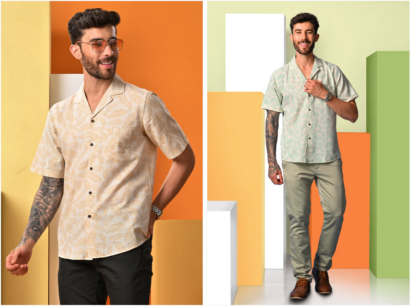 Revere Collar Printed Shirt
