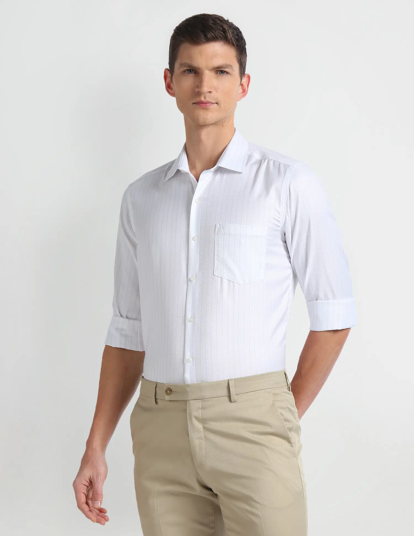 Vertical Stripe Auto Press Shirt