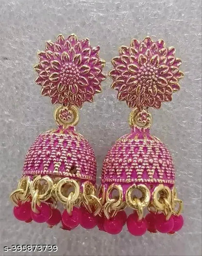 12-Color Floral Jhumka Earrings Set