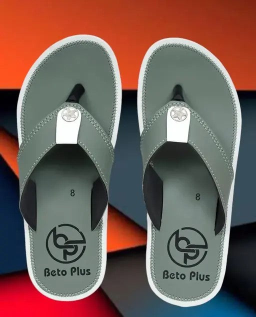 Men Beto Plus Leather Look Comfortable Flip Flop Slipper