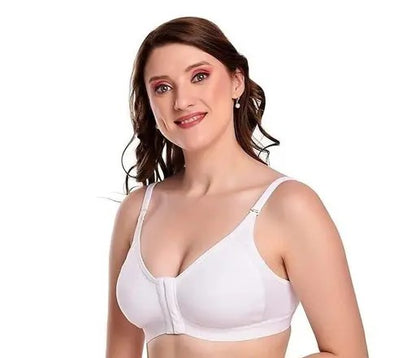 Front Open, Deep Panel and Molded Cups Regular Bra [ PACK OF 2] WHITE
