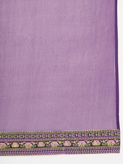 Women's Cotton Blend Printed Straight Kurta with Pant & Dupatta (NOV-Pink-GS_M_Pink_Medium)