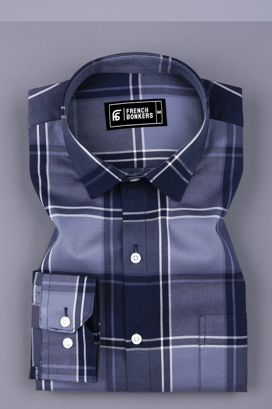 Galaxy Blue with Grey Twill Check Shirt