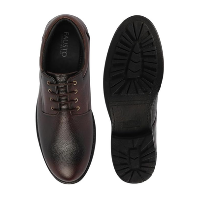 Genuine Burnish Leather Formal Lace Up Derby Shoes for Men