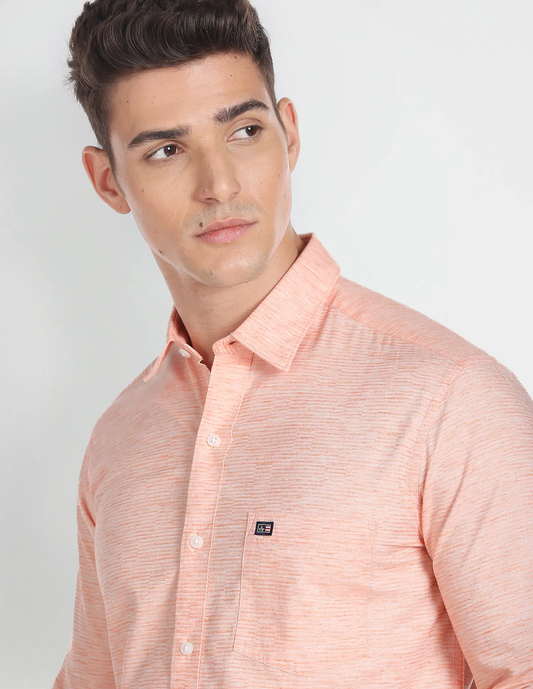 Heathered Slim Fit Casual Shirt