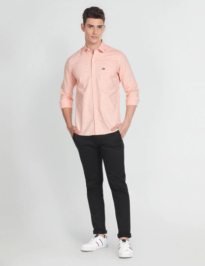 Heathered Slim Fit Casual Shirt
