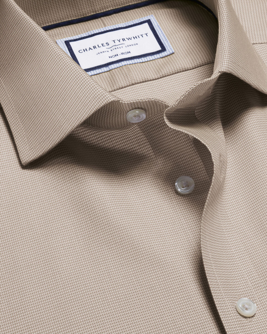 Non-Iron Mocha Brown Westminster Weave Shirt