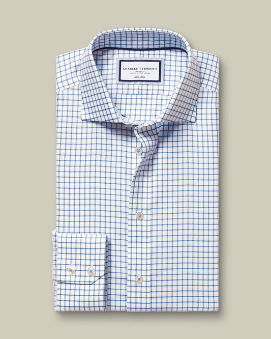 Non-Iron Ocean Blue Check Shirt