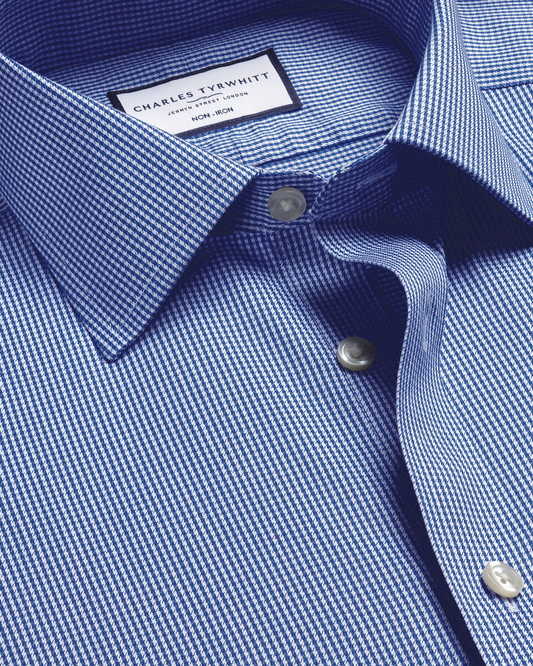 Non-Iron Puppytooth Royal Blue Shirt