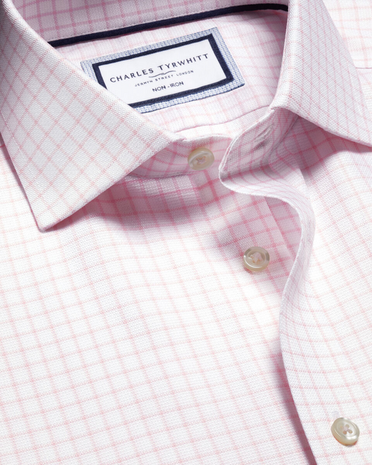 Non-Iron Westminster Weave Check Pink Shirt