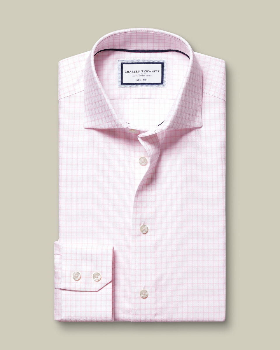 Non-Iron Westminster Weave Check Pink Shirt