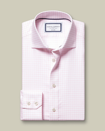 Non-Iron Westminster Weave Check Pink Shirt