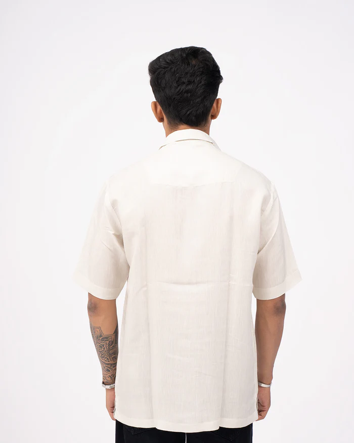 White with Rama green Windowpane Check Shirt